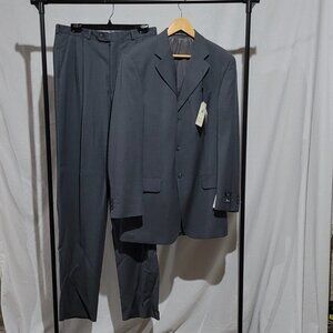 Bosa suit pinstripe grey wool blazer jacket pants vintage grandpa 40 tall new